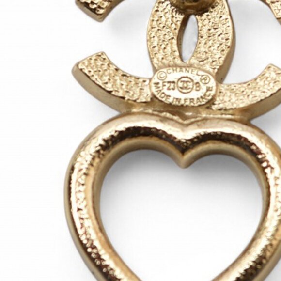 CHANEL Authentic Gold Heart Earrings
